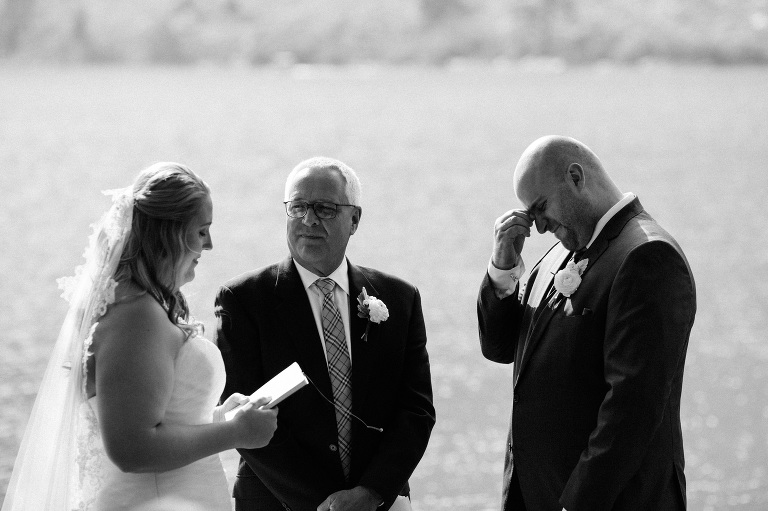 teary groom wedding ceremony