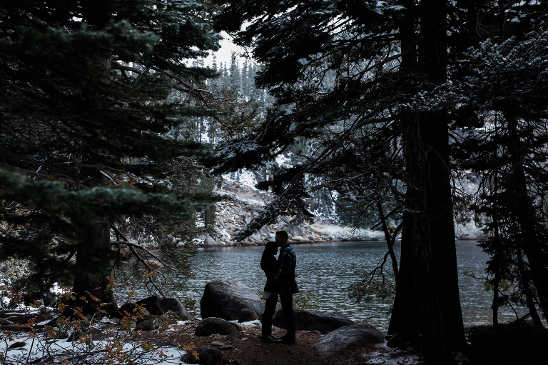 winter engagement session south lake tahoe