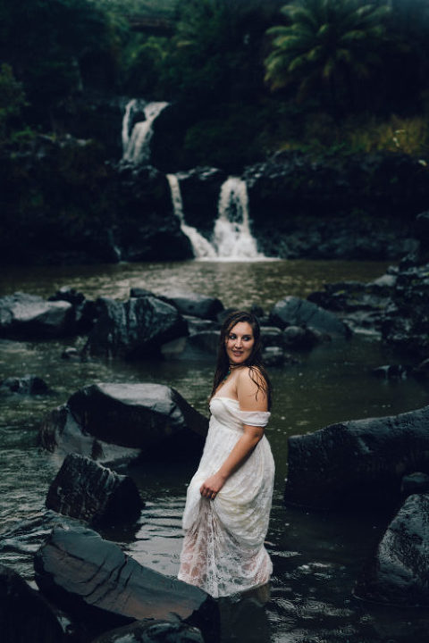 maui waterfall bohemian elopement