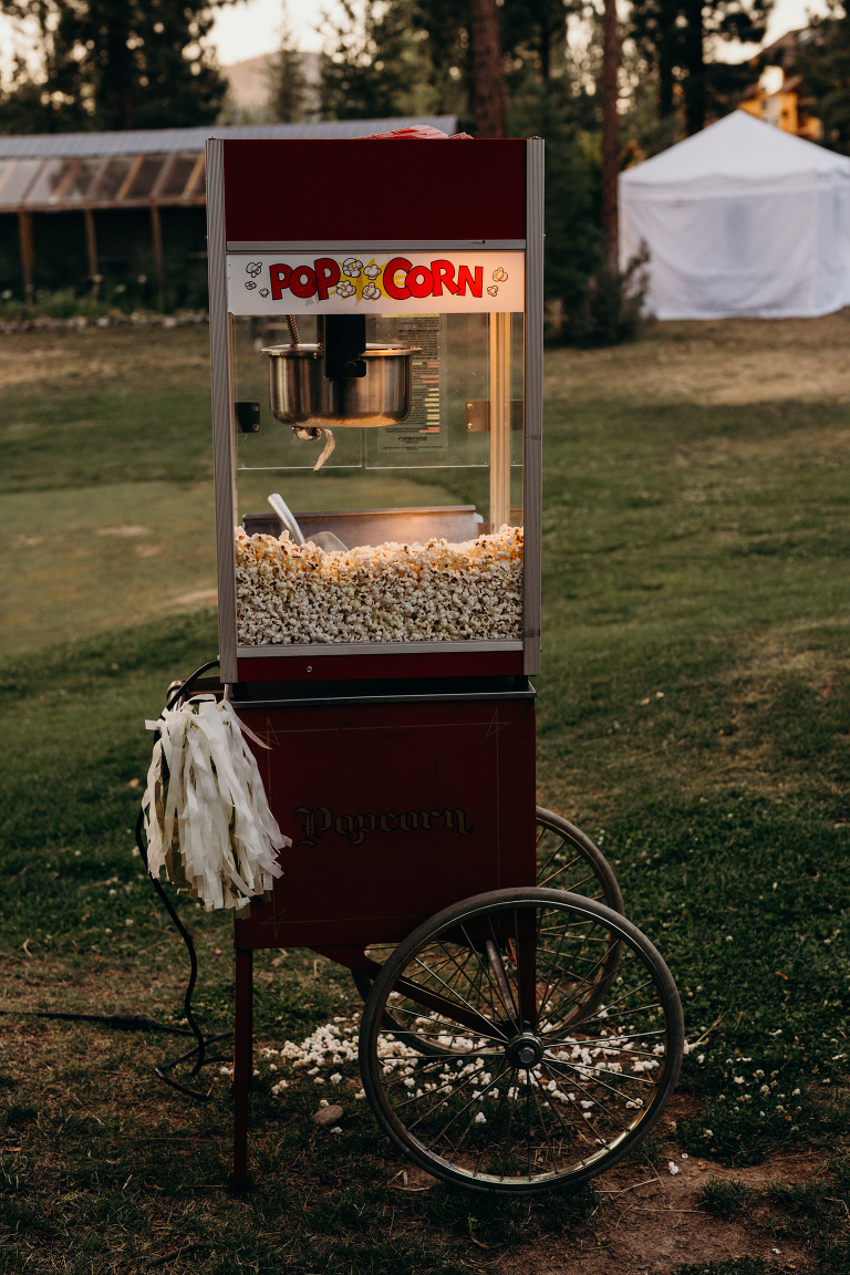 Popcorn machine at wedding reception