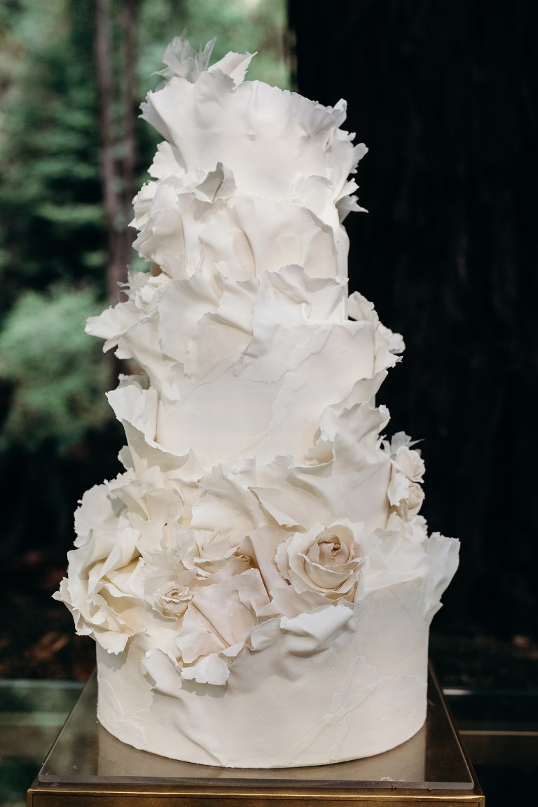 delicate white wedding cake by Jasmine Rae cakes