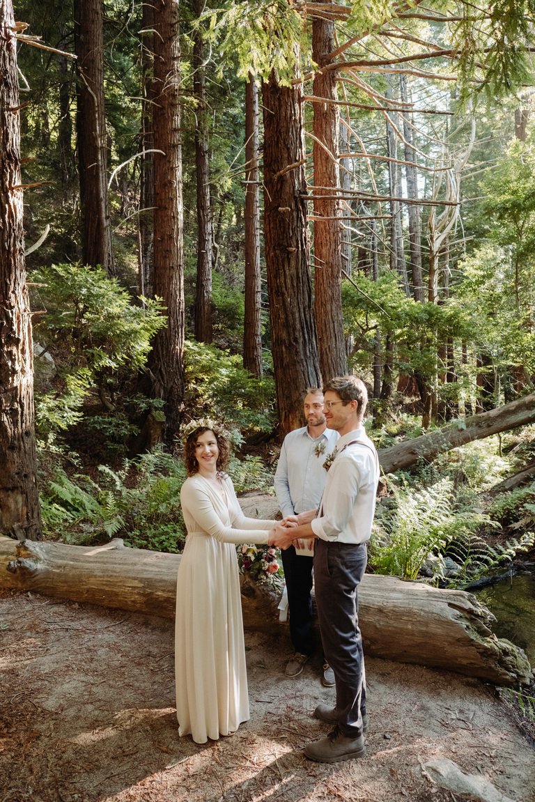 intimate wedding ceremony in the woods of Big Sur