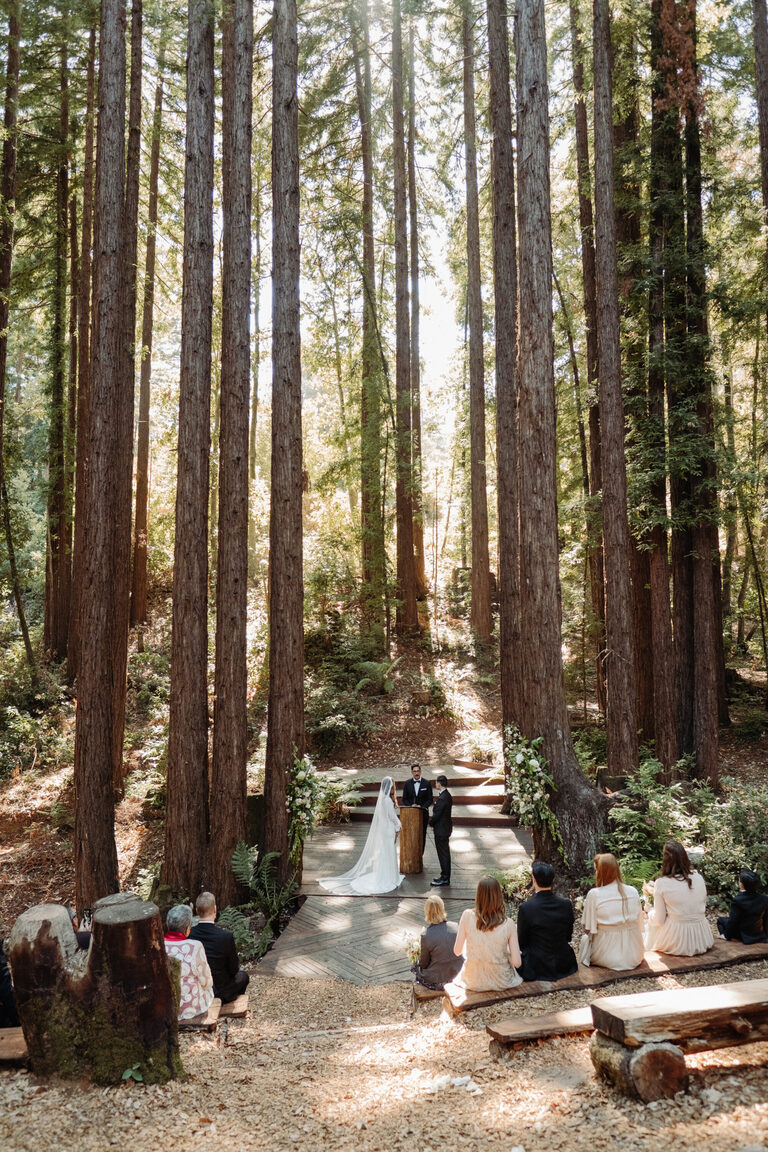 a wedding ceremony at Sparrow Valley Retreat, one of the best Santa Cruz Wedding Venues