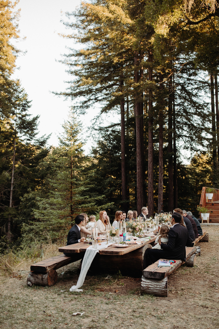 a micro wedding reception at Sparrow Valley retreat in the Santa Cruz Mountains