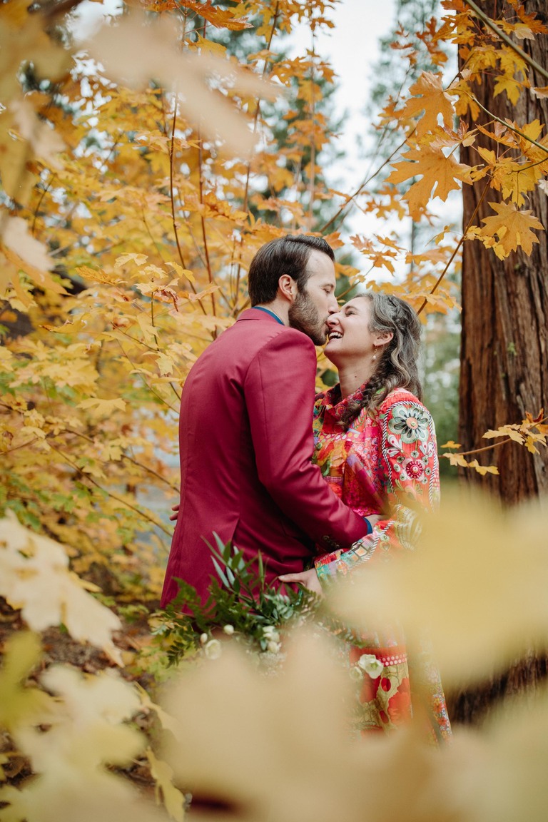 fall wedding portrait at Evergreen Lodge in Yosemite