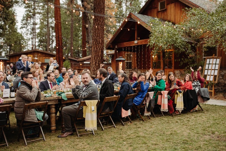 yosemite outdoor wedding reception at Evergreen Lodge 
